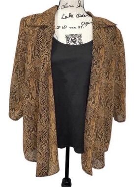 Gloria Lance Women’s Plus Size 1X Snake Print Layered Blouse with Built-In Tank